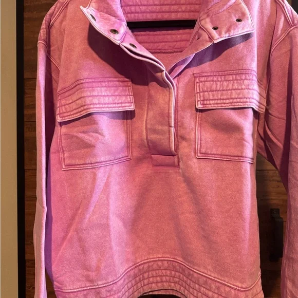 Zenana Outfitters Mineral Washed Pink Pullover - Picture 5 of 8